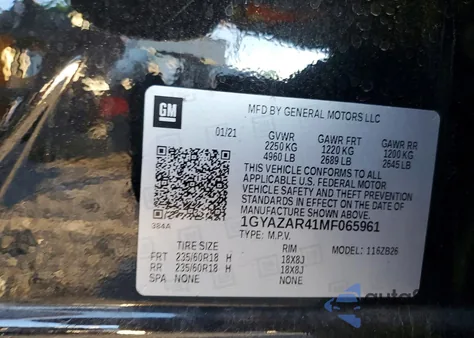 2021 Cadillac Xt4 Luxury z USA, uszkodzony, nr VIN 1GYAZAR41MF065961